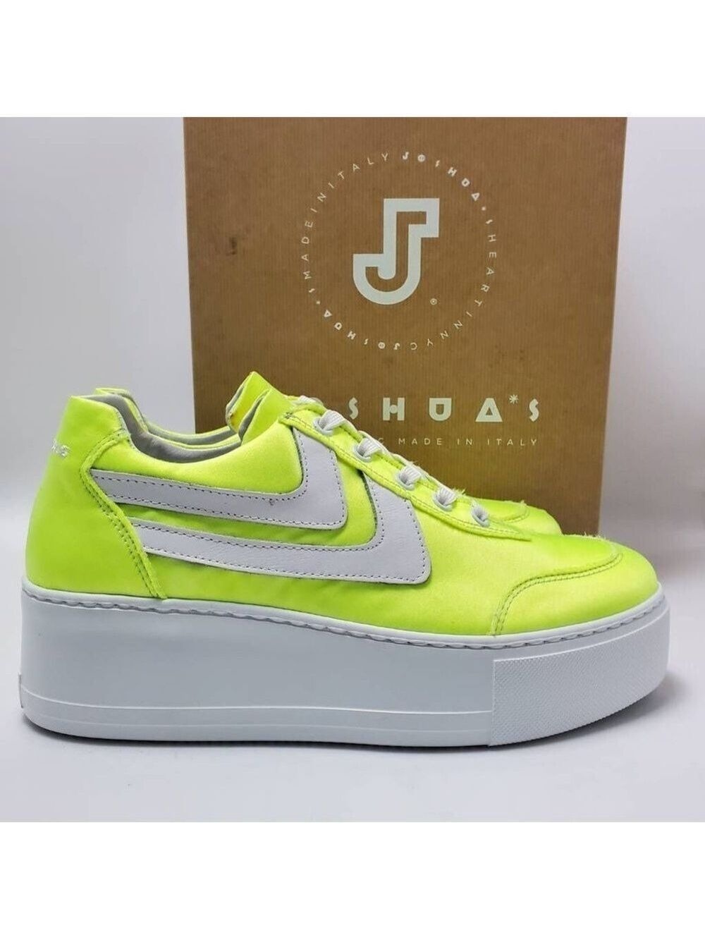 Joshua Sanders Liberty Donna Platform Low-Top Sneakers White Yellow Satin EU 39